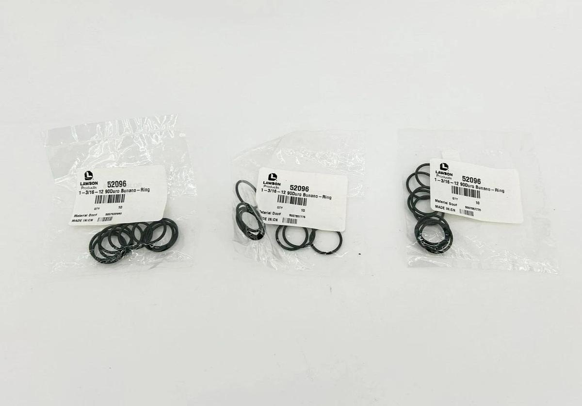 Lot of 30 Lawson 52096 Buna-N O-Rings, 0.739" ID x 0.07" Thick, 90 Durometer