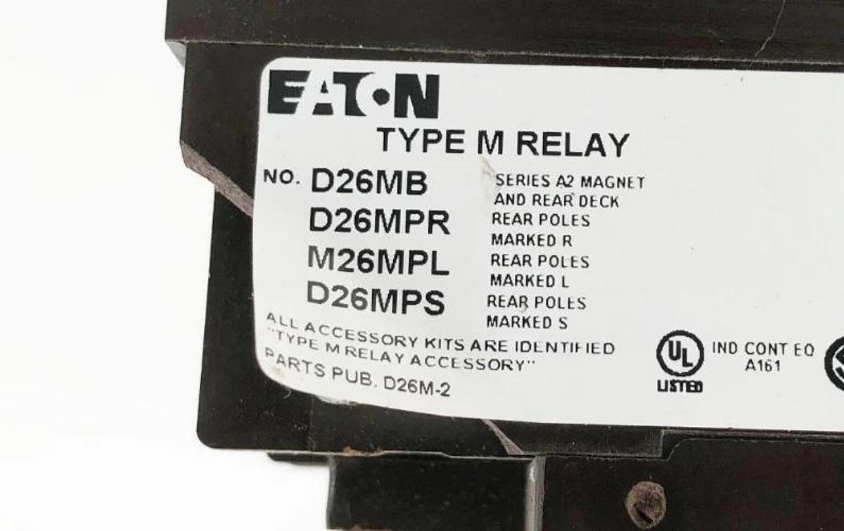 New Eaton D26MB Type M Relay 110/120V Coil - No Box - Cosmetic Damage