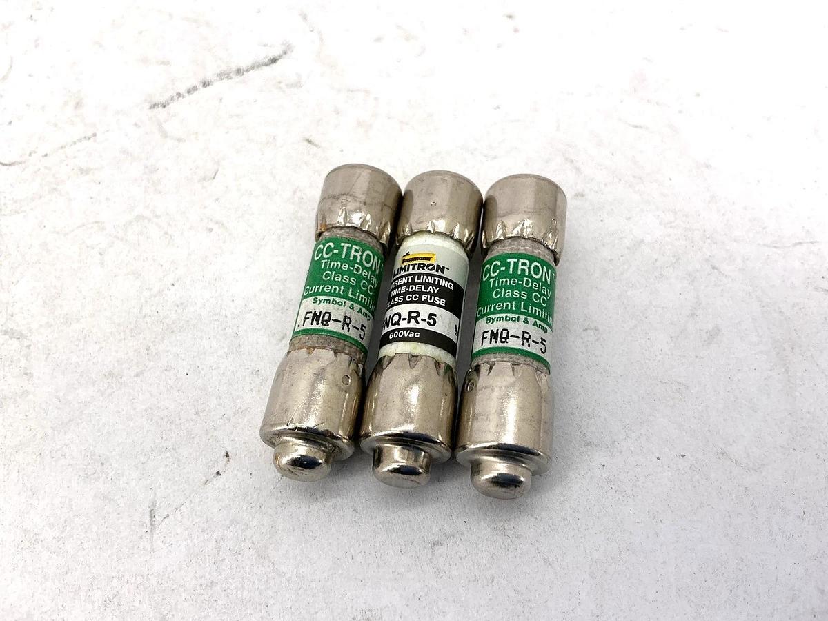 Lot of 3 New Bussmann FNQ-R-5 Limitron Current-Limiting Class CC Fuse 5A 600V
