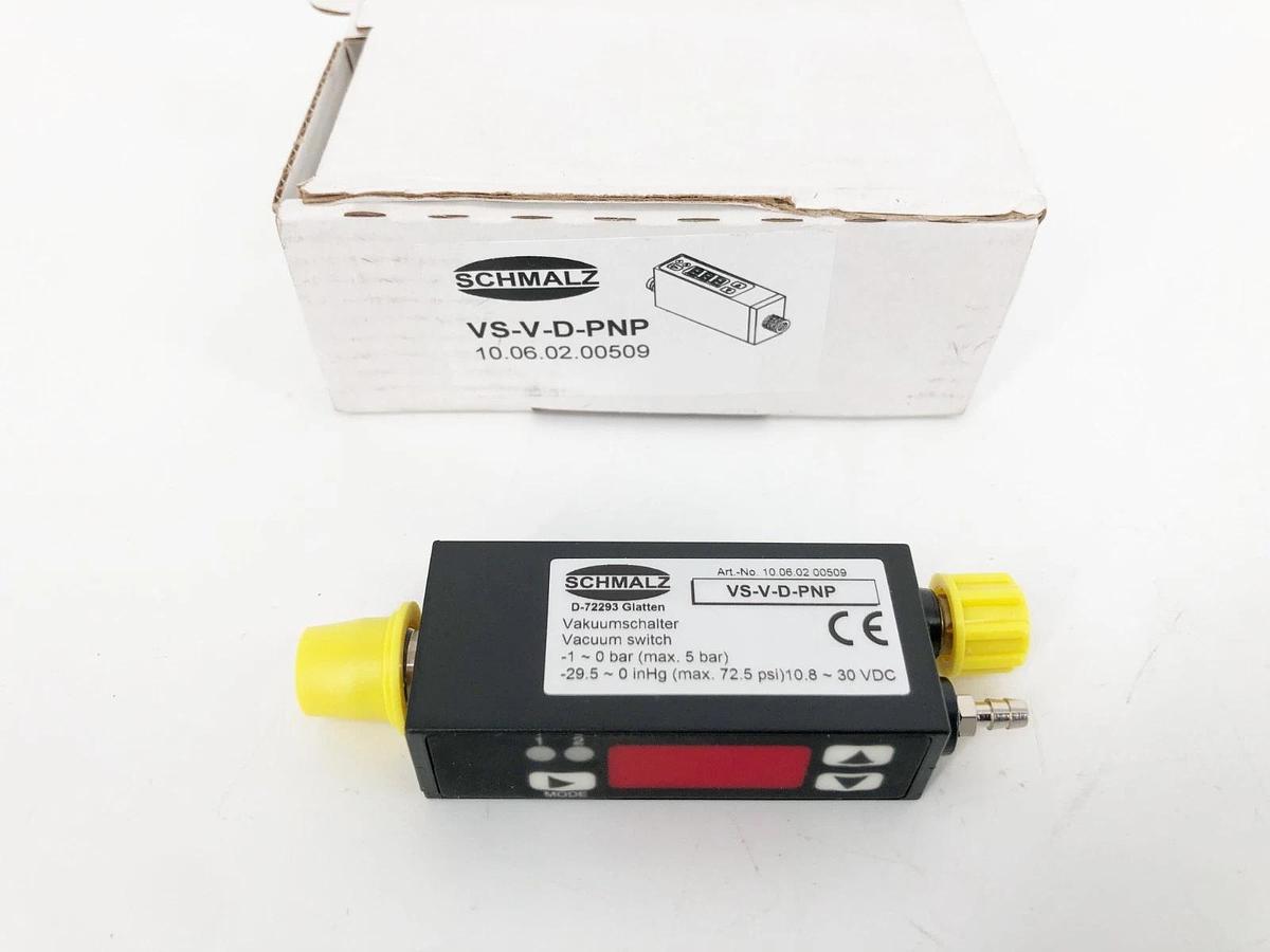 New Schmalz VS-V-D-PNP Pressure Switch -1 - 0 bar 10.8-30VDC 10.06.02.00509