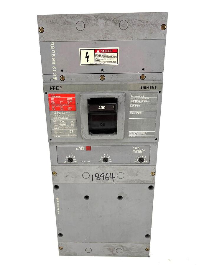 Used Siemens ITE CJD63B400 Circuit Breaker 400A 600VAC 3P - cosmetic damage