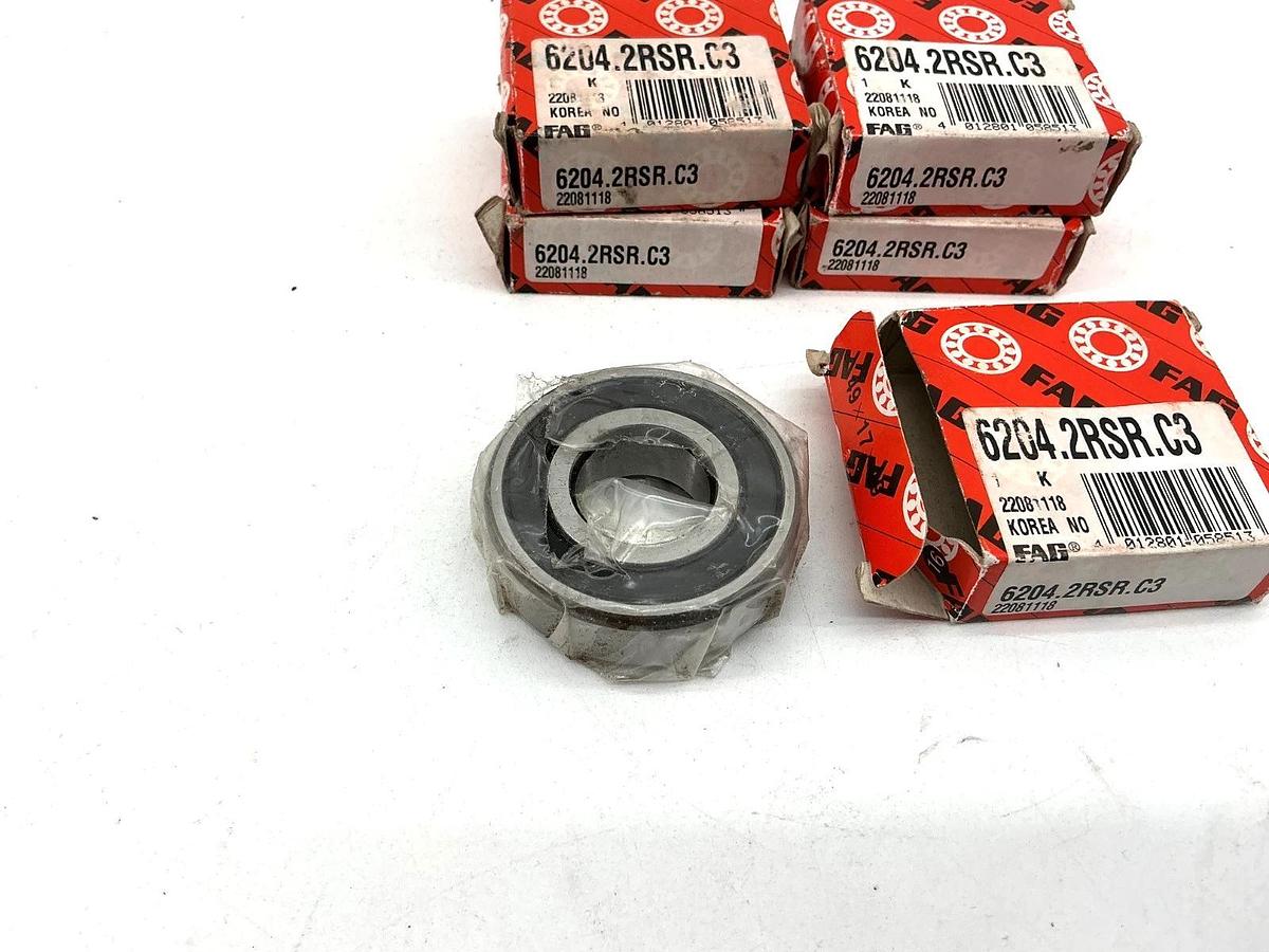 Lot of 5 New FAG 6204-2RSR-C3 Sealed Ball Bearings 6204-2RSC3 20x47x14mm