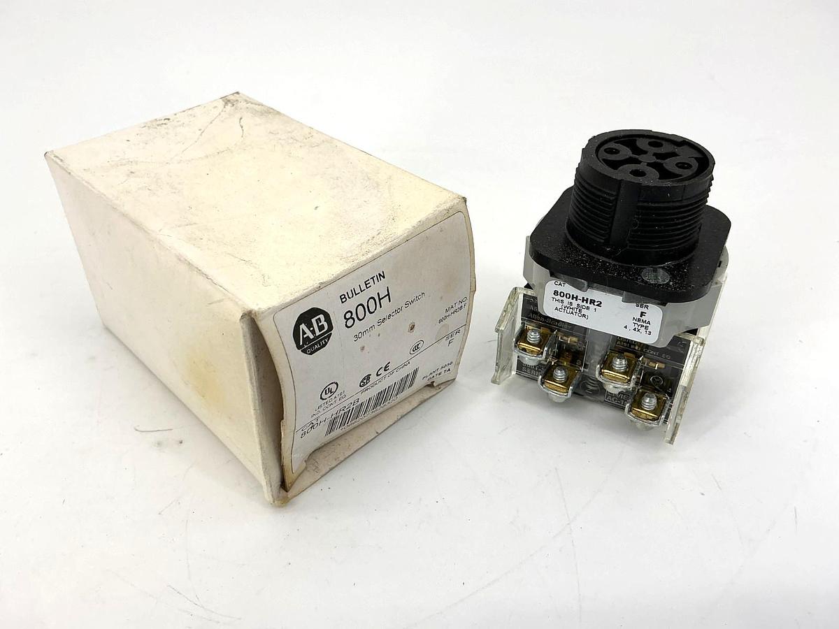New Allen Bradley 800H-HR2B Ser F Selector Switch 2Pos Maintained MISSING KNOB
