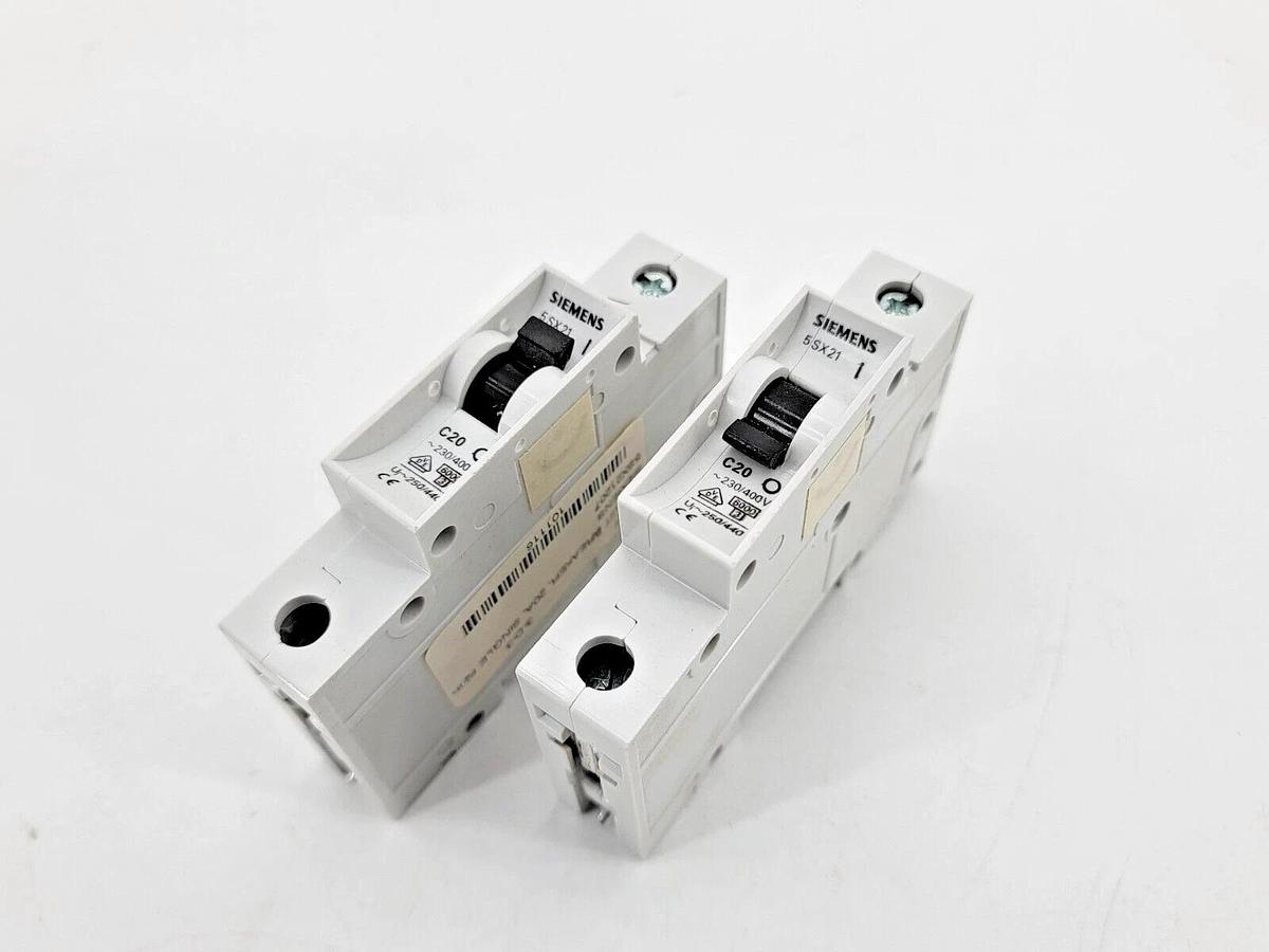 Lot of 2 New Siemens 5SX2120-7 Circuit Breakers 1P 20A C20