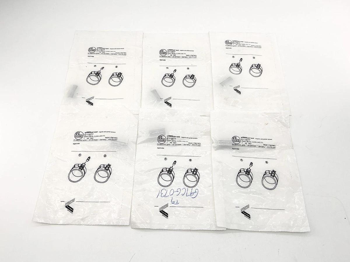 New Lot of 6 IFM E11877 Adapt Metal Clean-Line CYL