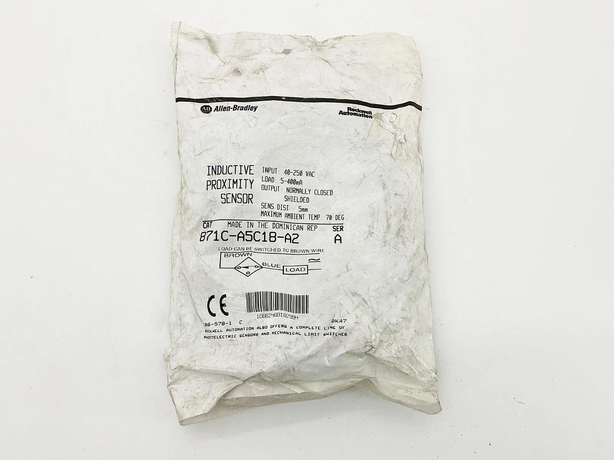 New Allen Bradley 871C-A5C18-A2 Inductive Proximity Sensor 240V 500mA Ser.A