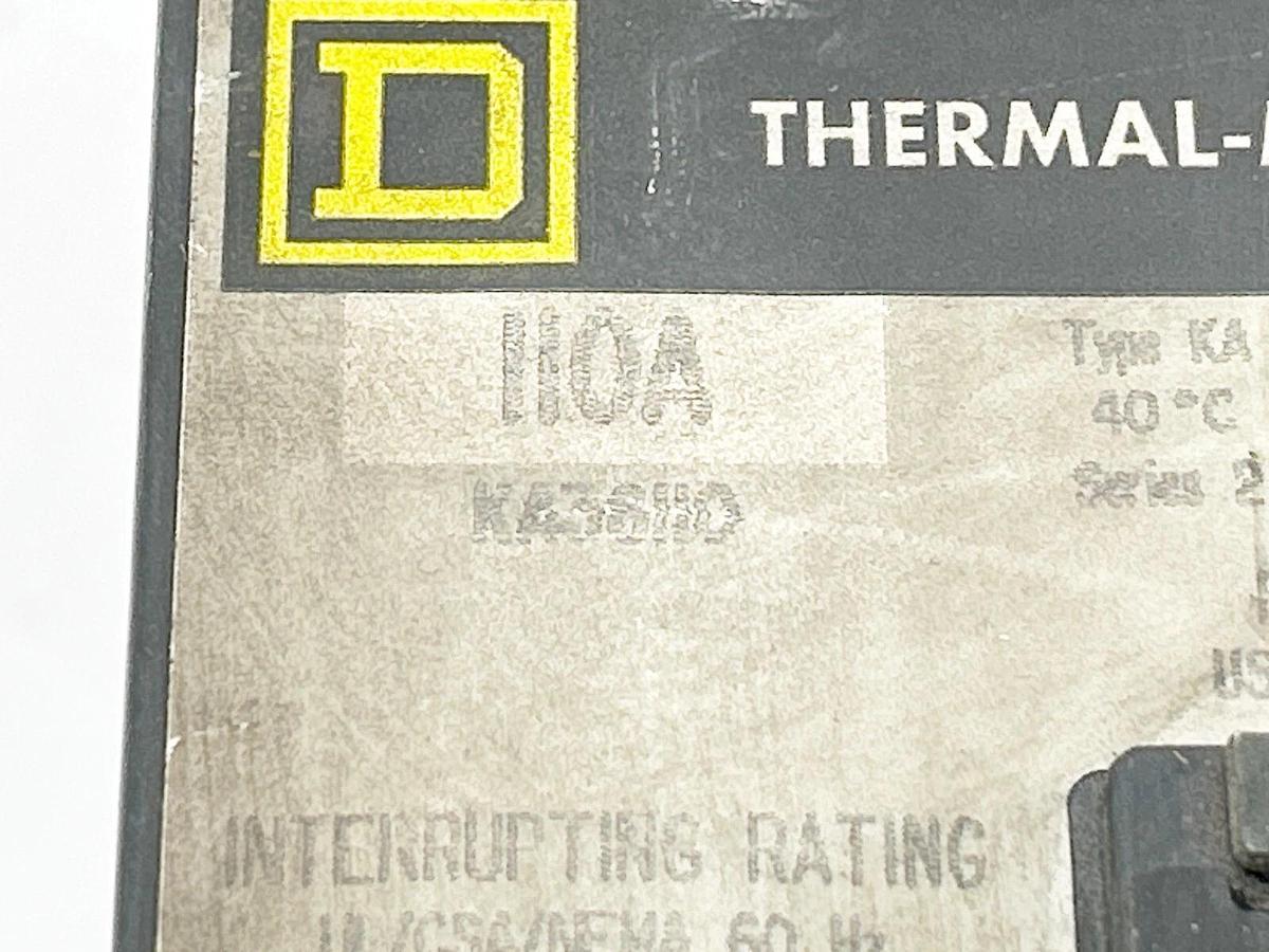 Used Square D KA36110 Circuit Breaker 110A 3 Pole 600V KA Frame - No Box