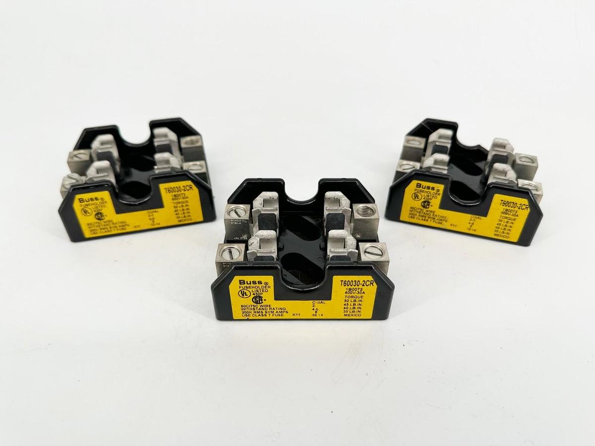 Lot of 3 New Bussmann T60030-2CR Fuse Holder / Block 30A 600V 2P