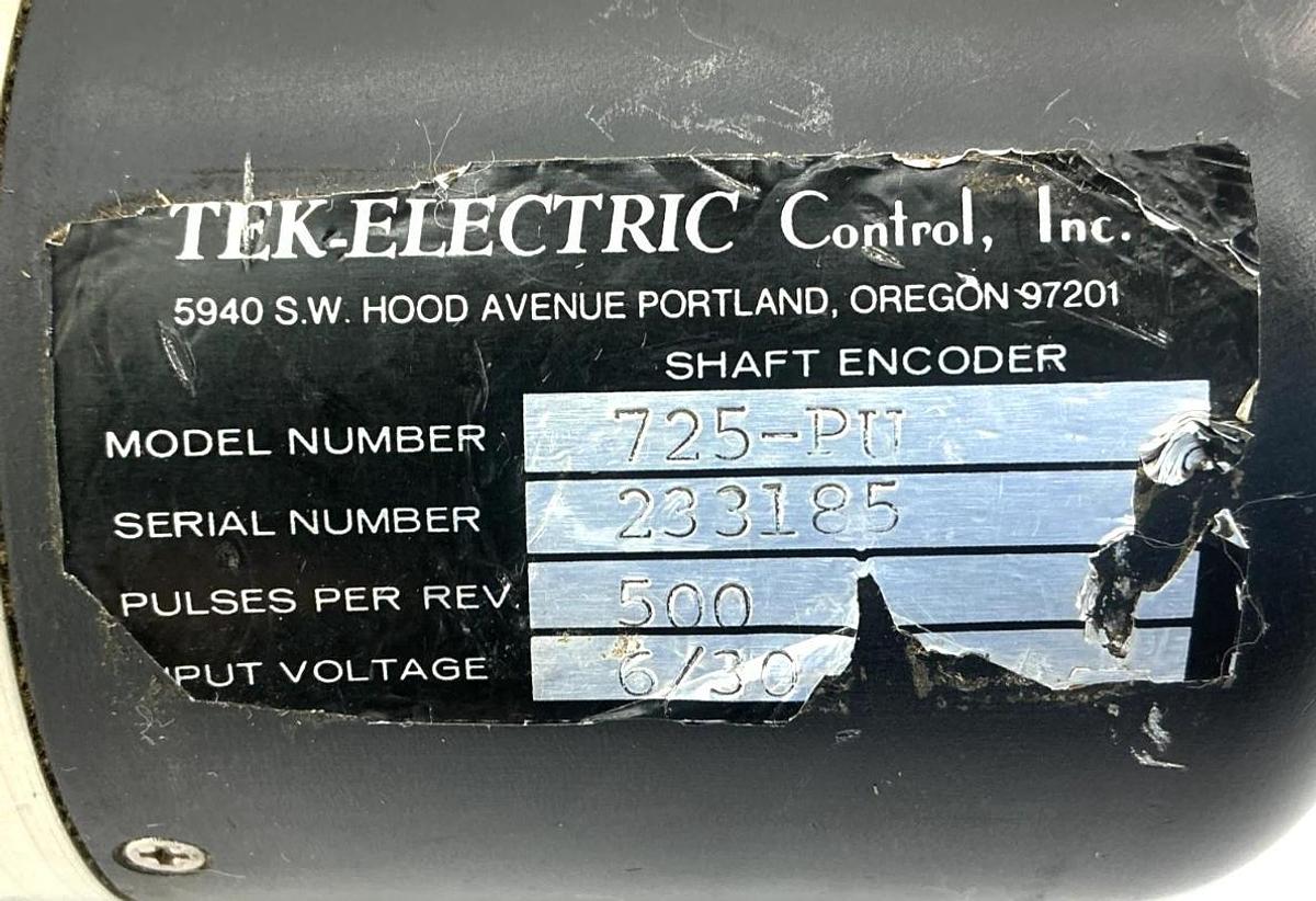 Used TEK Electric 725-PU Shaft Encoder Input V 6/30 500 Pulse Per Rev 7-Pin