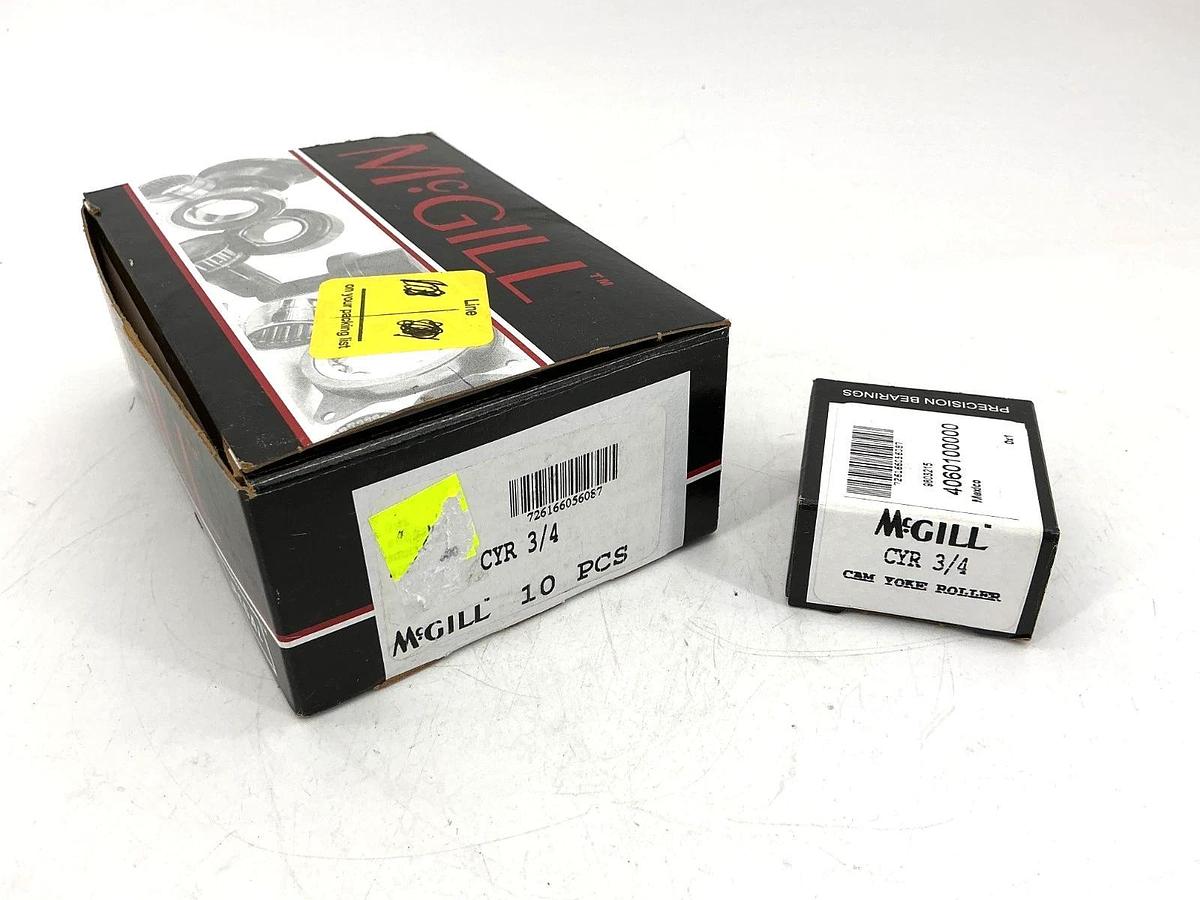 Box of 10 New McGill CYR-3/4 Cam Yoke Roller Bearing D:0.75" B:0.25" W:0.5"