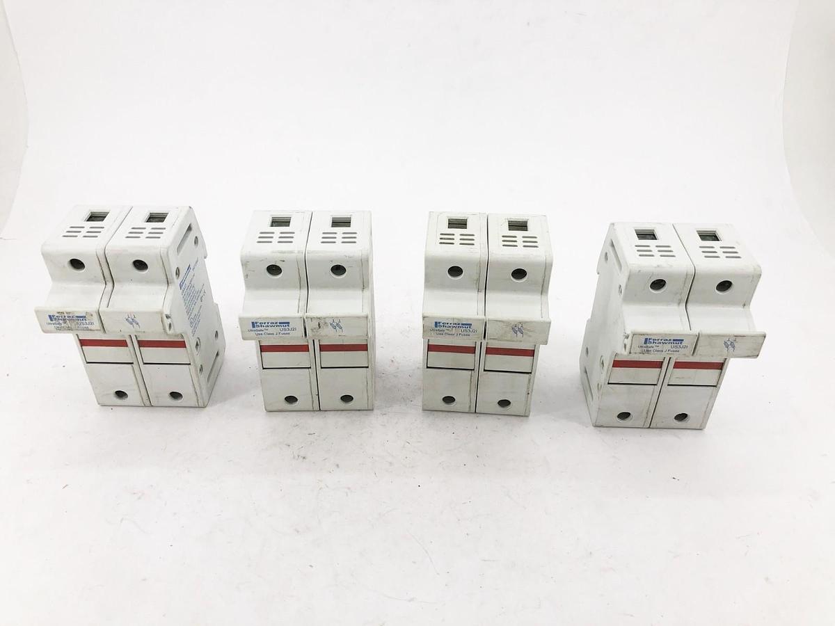 Used Lot of 4 Ferraz Shawmut US3J2I Fuse Holders 600VAC/DC 30A 2P Class J W213942