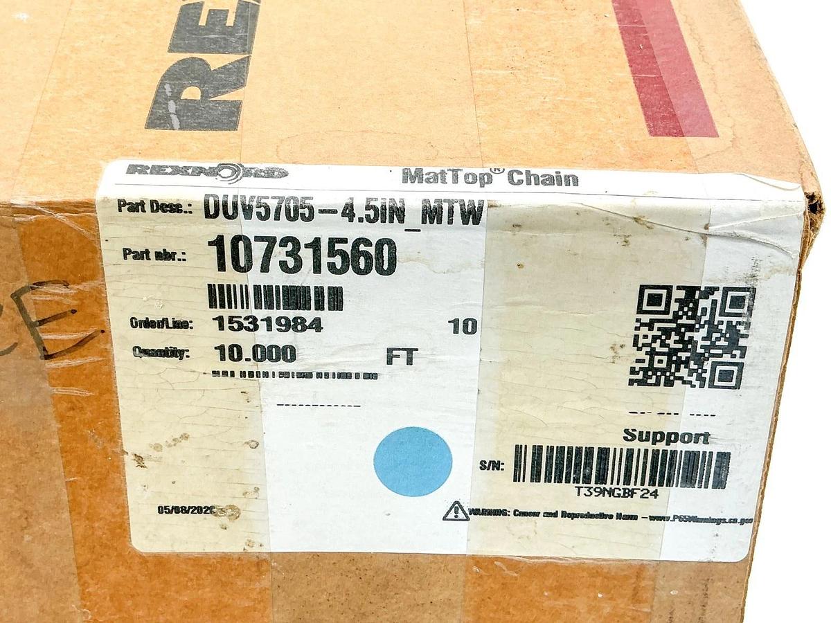 New Rexnord DUV5705-4.5IN MTW Table Top Chain 10 FT. 10731560