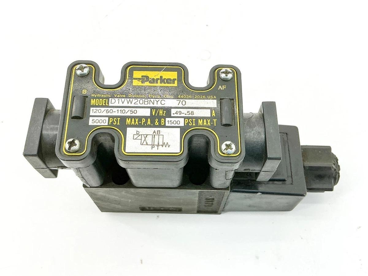 Used Parker D1VW20BNYC-70 Solenoid Valve 5000PSI .58A 110/120V