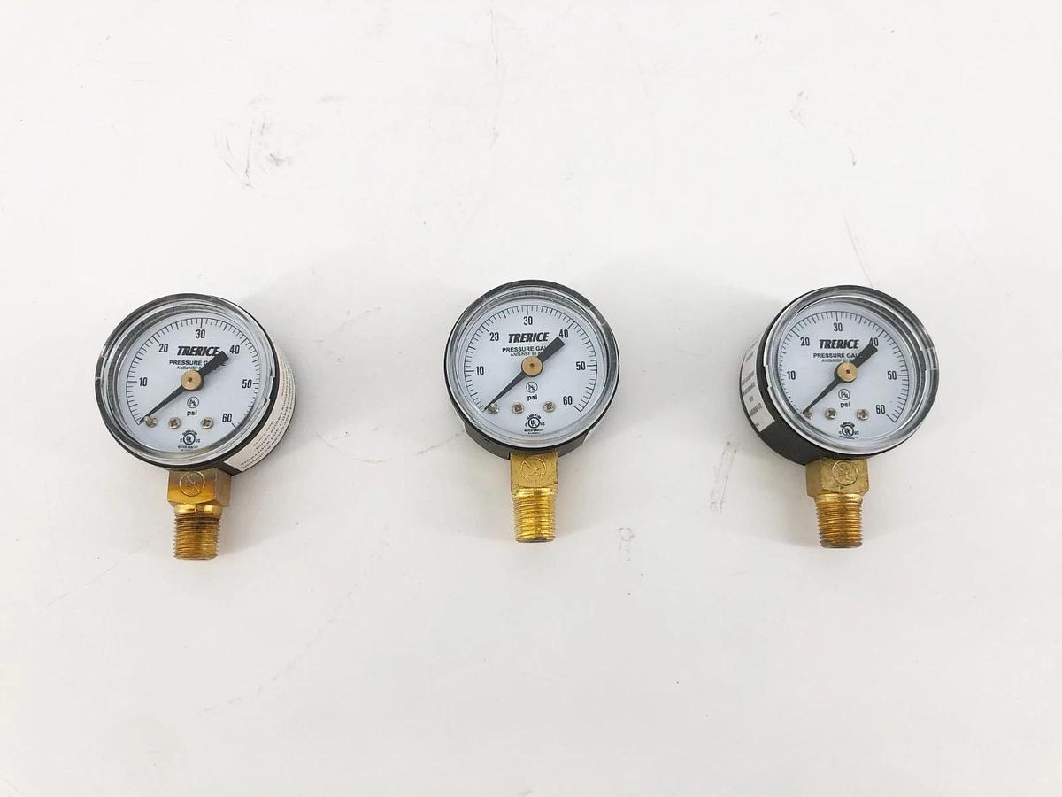 Lot of 3 New Trerice 800B1501LA60 Pressure Gauges 800B 1.5" 0-60psi 1/8" LM