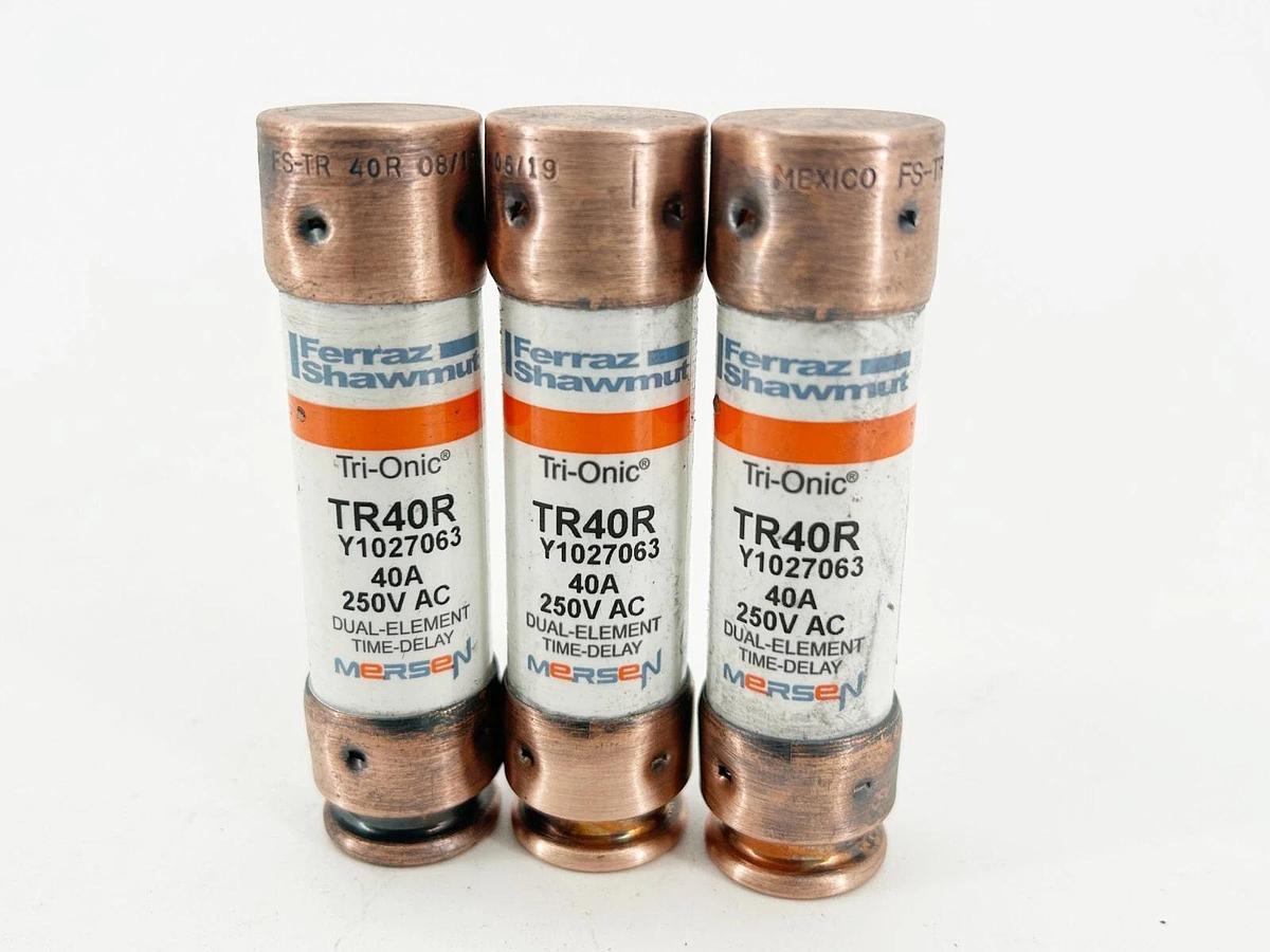 New Lot of 3 Ferraz Shawmut TR40R Dual Element Time Delay Fuse 40A 250V