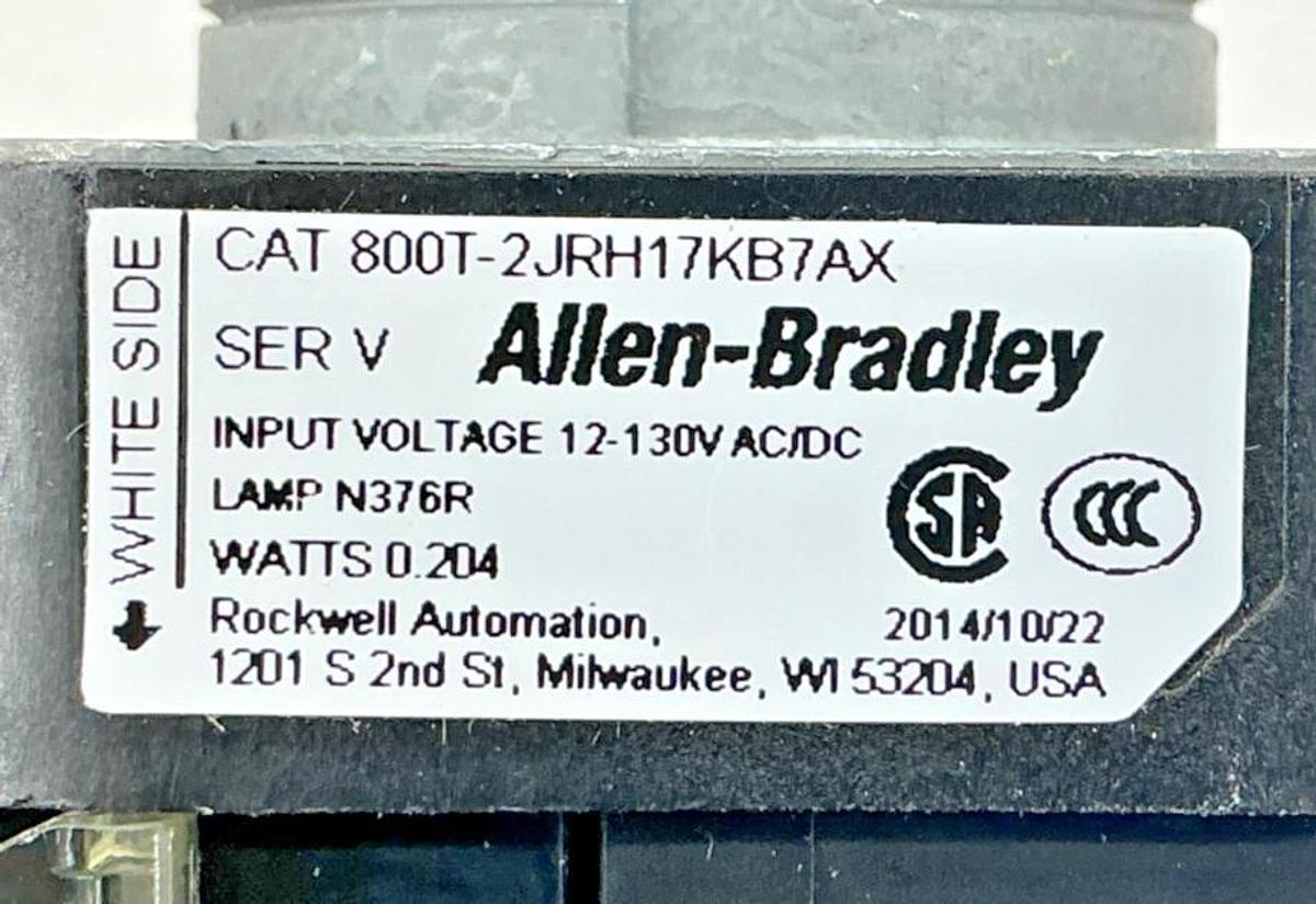 New Allen Bradley 800T-2JRH17KB7AX Ser V Selector Switch 3P Red LED 130V -No Box