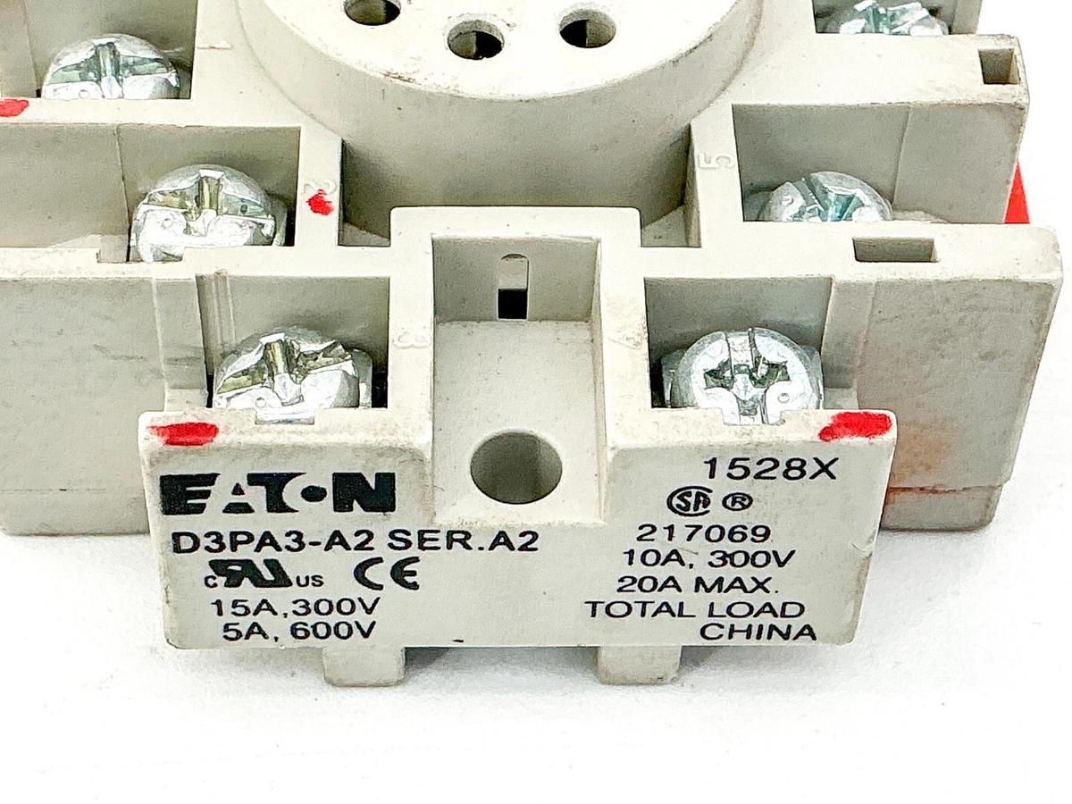 Used Lot of 3 Eaton D3PA3-A2 Relay Socket 600V 15A Ser.A2