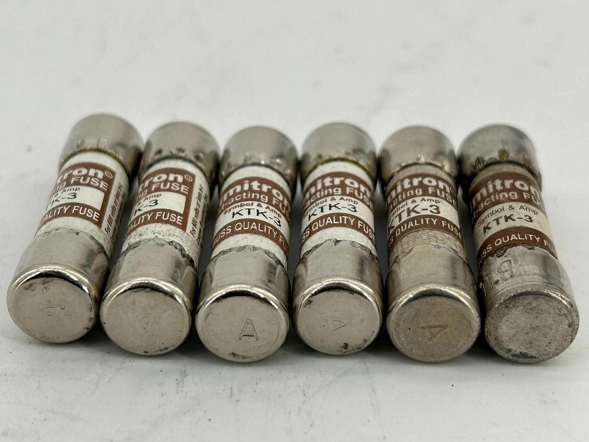 New Lot of 6 Bussmann KTK-3 Fast Acting Fuse 3A 600V
