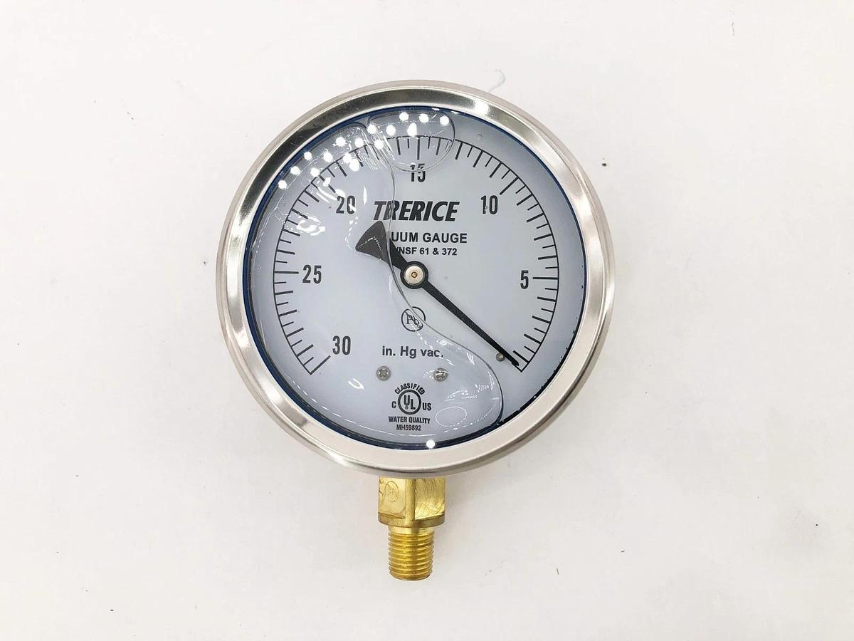 New Trerice D82LFB4002LA30/0 Pressure Gauge D82LFB 4" 30-0 HG VAC 1/4" Lower OC