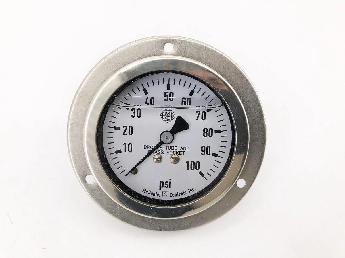 New McDaniel Controls J6DP Gauge 0-100psi 1/4" NPT