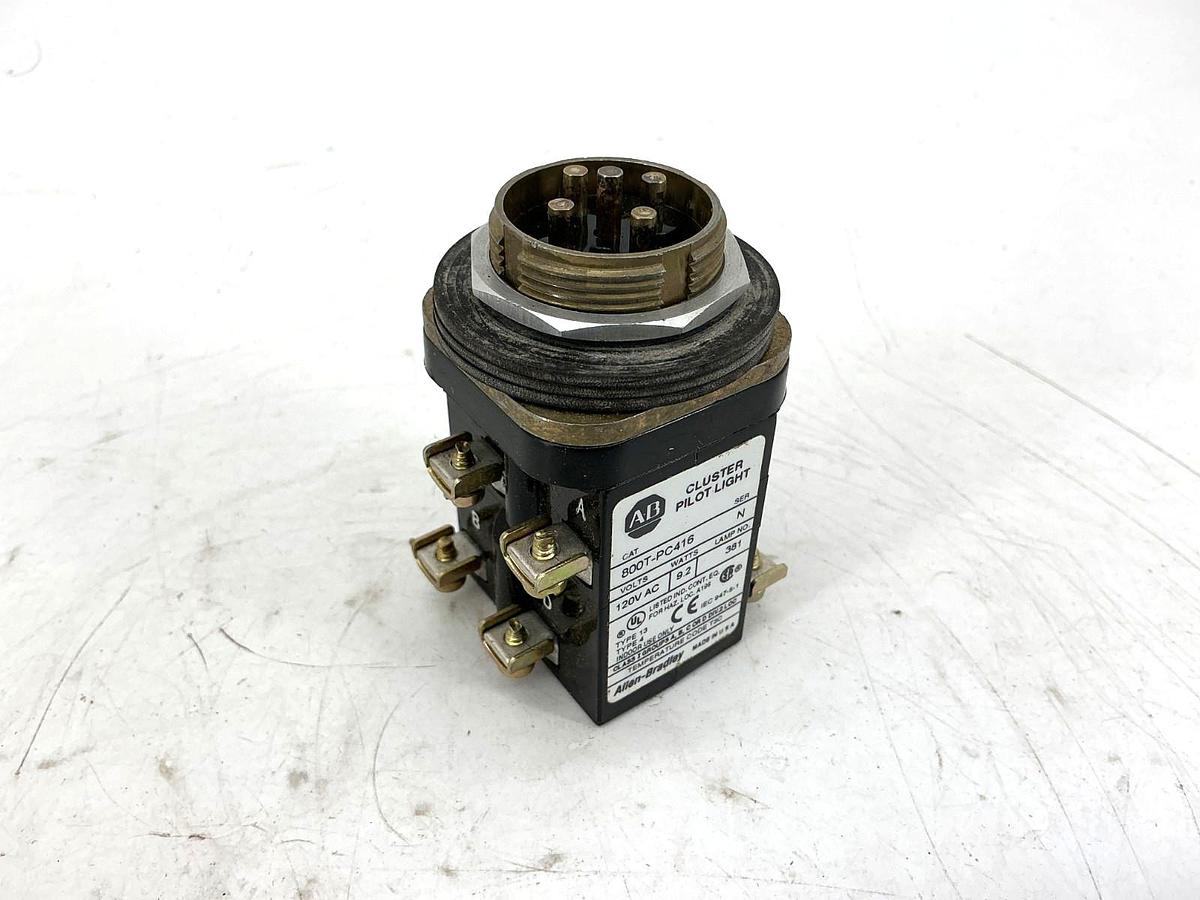 Used Allen Bradley 800T-PC416 Ser N Cluster Pilot Light 9.2W 120VAC Missing Cap