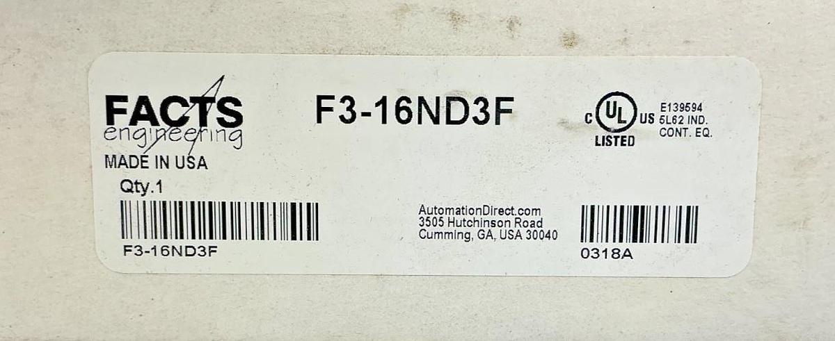 New Facts Engineering F3-16ND3F Discrete Input Module 16-Point 12-24VDC F316ND3F