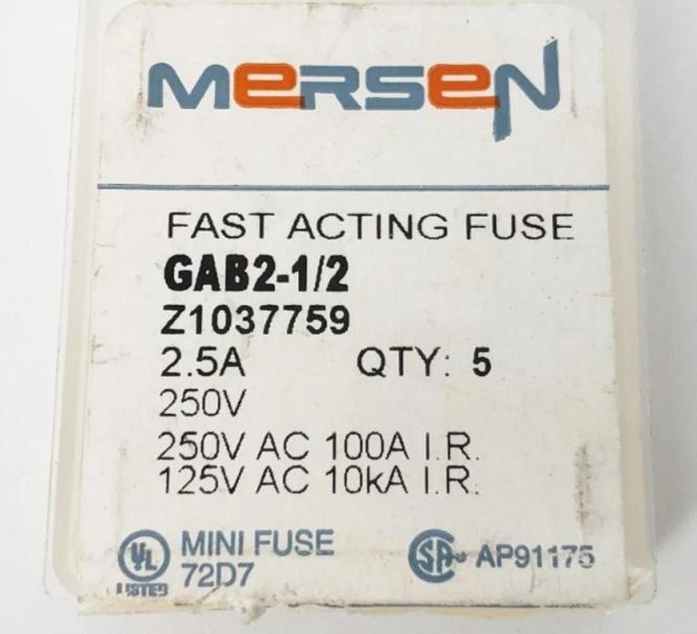 Lot of 10 New Mersen GAB2-1/2 Fast Acting Fuses 2.5A 250VAC - No Box