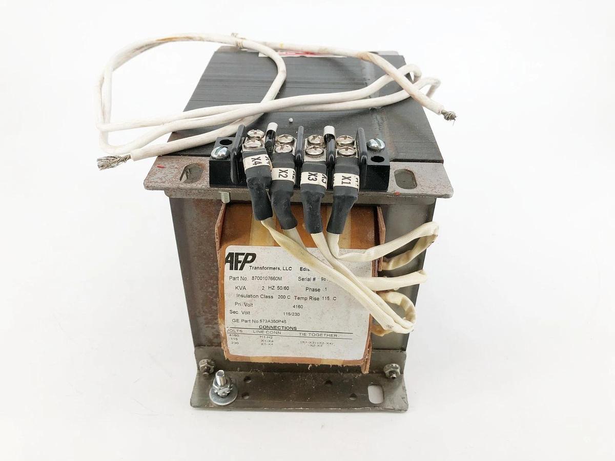 New AFP 8700107660M Transformer 2KVA 1PH Pri 4160V Sec. 115/230V - No Box