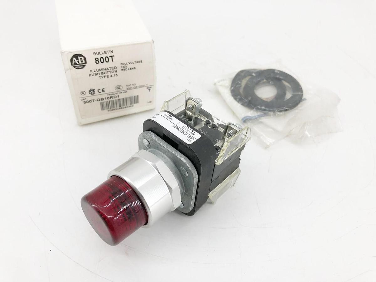 New Allen-Bradley 800T-QB10RD1 Ser. T Red Illuminated Pushbutton 120V
