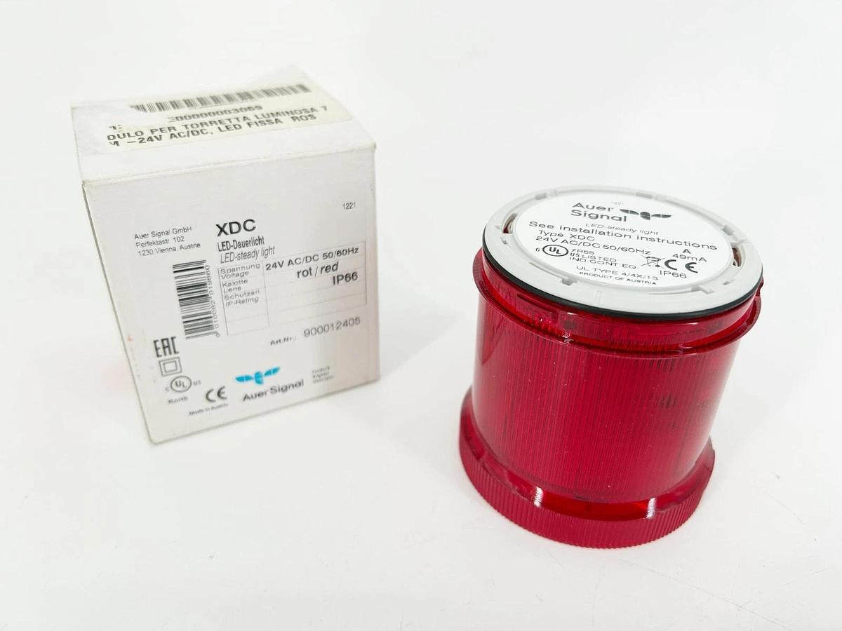 New Auer Signal 900012405 Steady LED Light Red 24VAC/DC