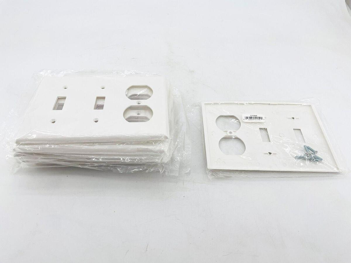 Used Lot of 10 Cooper 5158W Wall Plate Combination Toggle Duplex White New Surplus