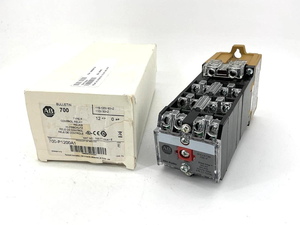 New Allen Bradley 700-P1200A1 Ser E Control Relay Type P 12NO 110/120VAC 50/60HZ