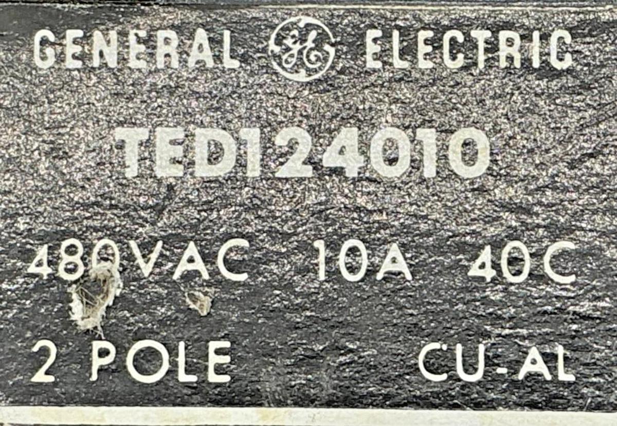 Used GE General Electric TED124010 Circuit Breaker 2-Pole 10A 480VAC