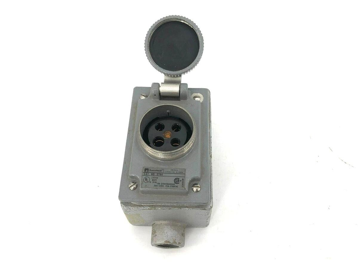 Used Russellstoll 3744 Receptacle With Appleton FD Unilet 1/2" 20A-125V 15A-250VAC