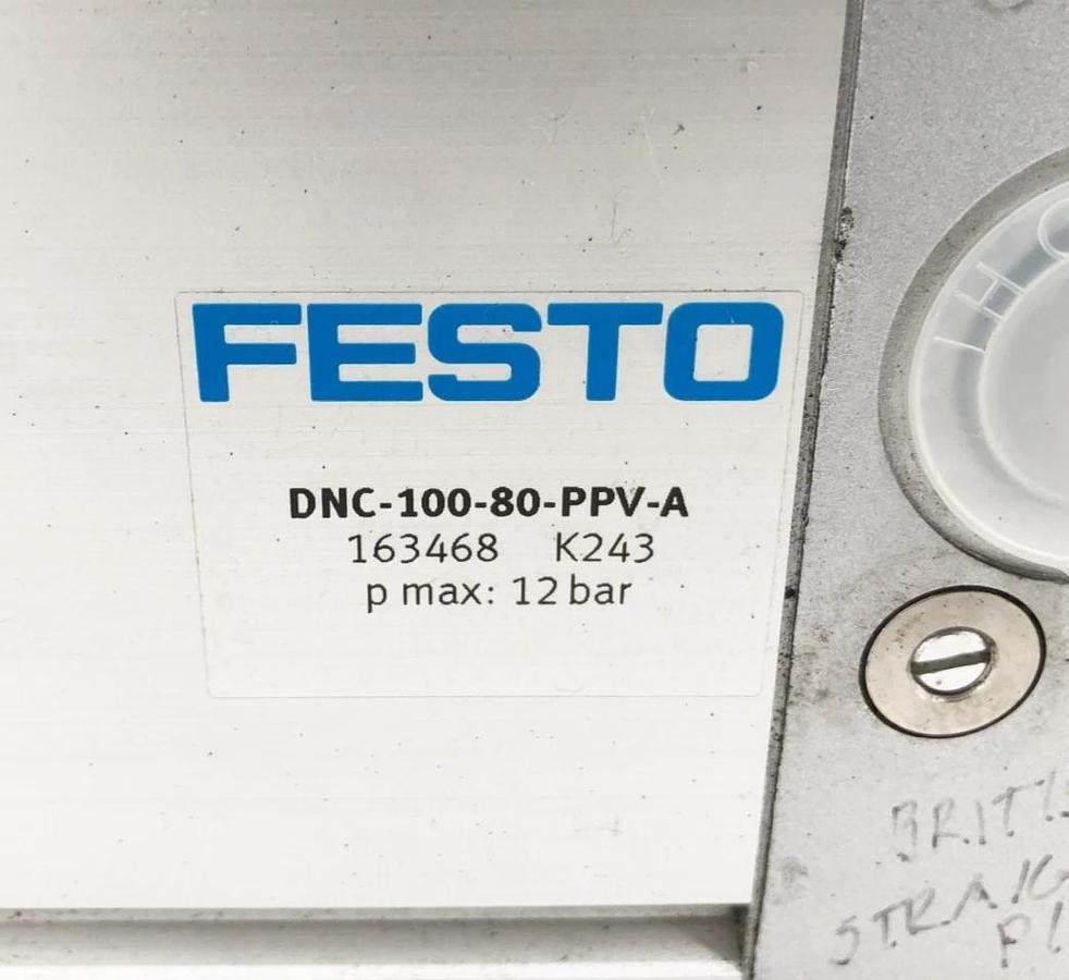 New Festo DNC-100-80-PPV-A Cylinder 80mm Bore 100mm Stroke - No Box