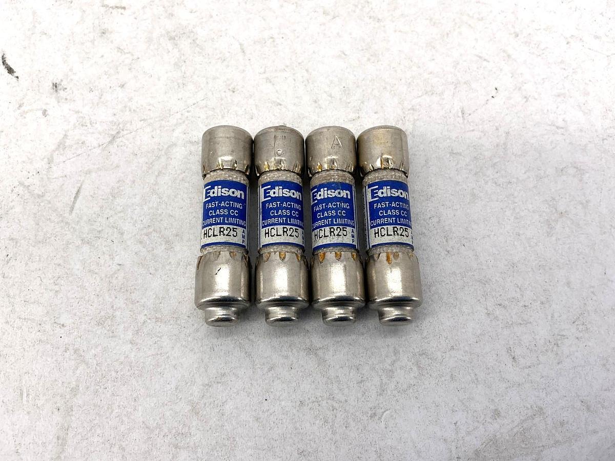 Lot of 4 New Edison HCLR25 Fast Acting Current Limiting Class CC Fuse 25A 600V