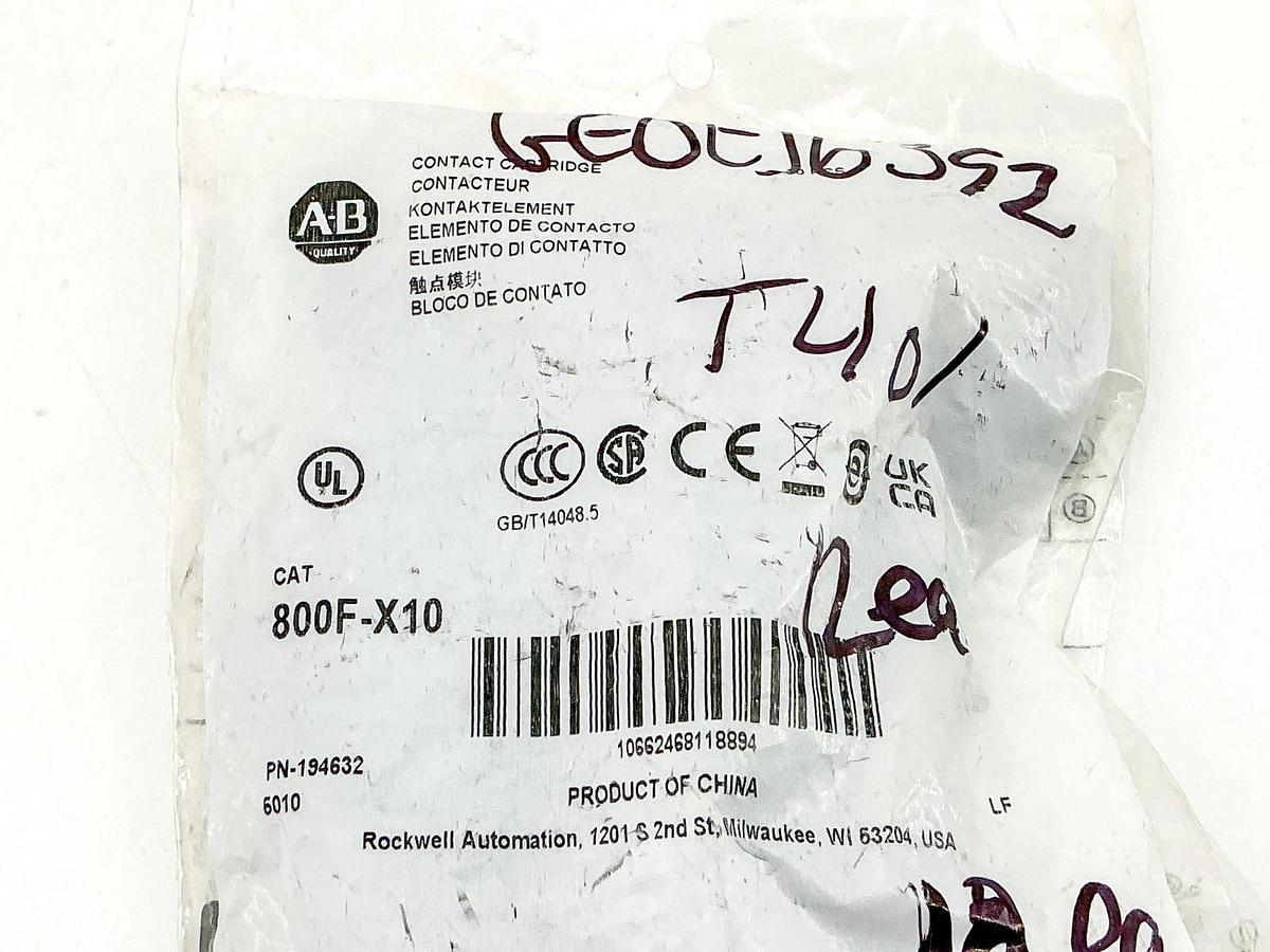 New Bag of 12 Allen Bradley 800F-X10 Contact Block 690V 10A Ser.A