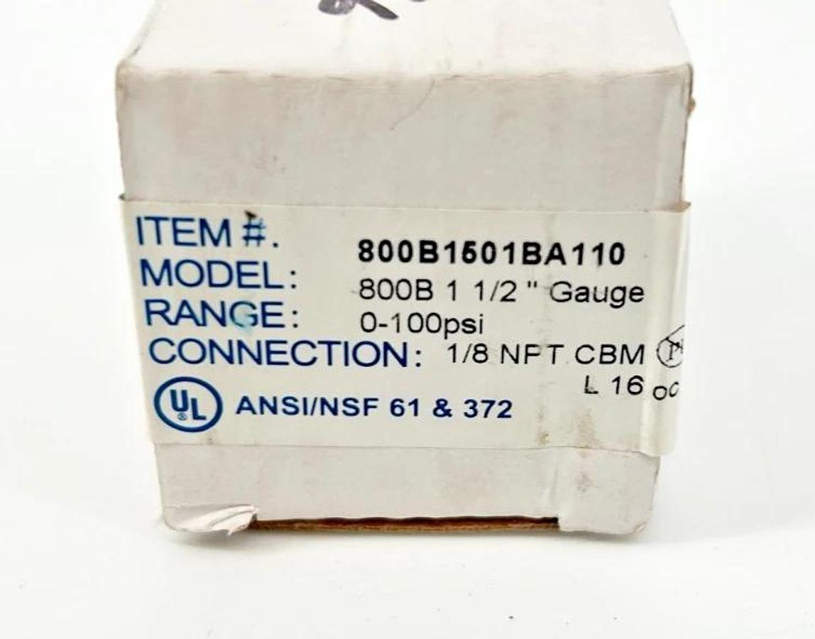 Lot of 2 New Trerice 800B1501BA110 Pressure Gauges 800B 1-1/2" 0-100psi 1/8" CBM