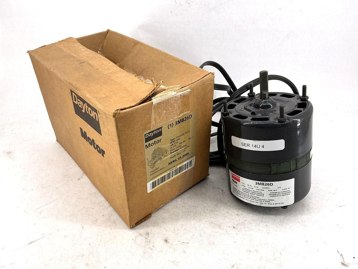 Used Dayton 3M826D Pedestal Fan Motor OD-3/8in1550RPM 2.4A 115V 60HZ 3M826