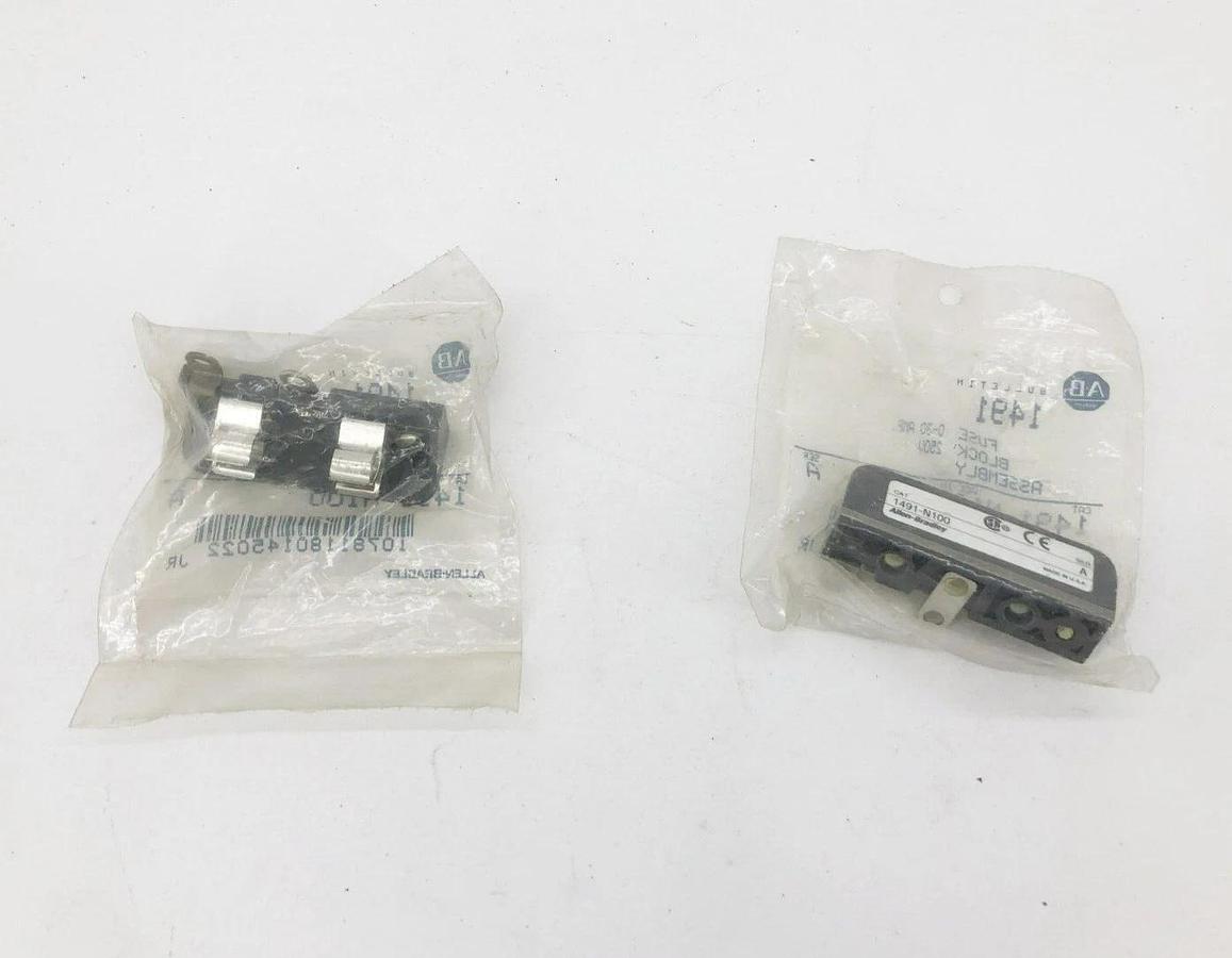 Lot of 2 New AB Allen-Bradley 1491-N100 Ser. A Fuse Block Assemblies 0-30A 250V