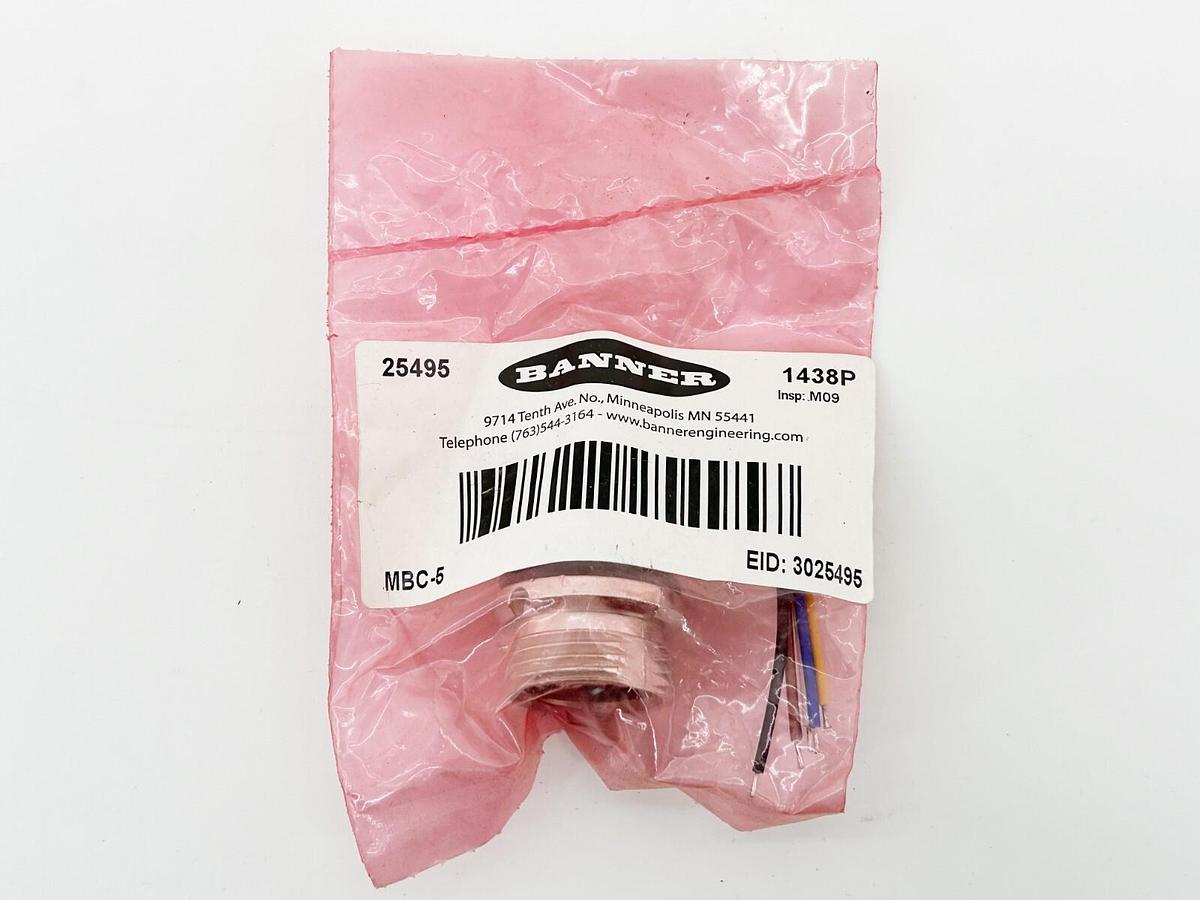 New Banner Engineering MBC-5 Mini-Style Quick Disconnect Receptacle 5 Pin 25495