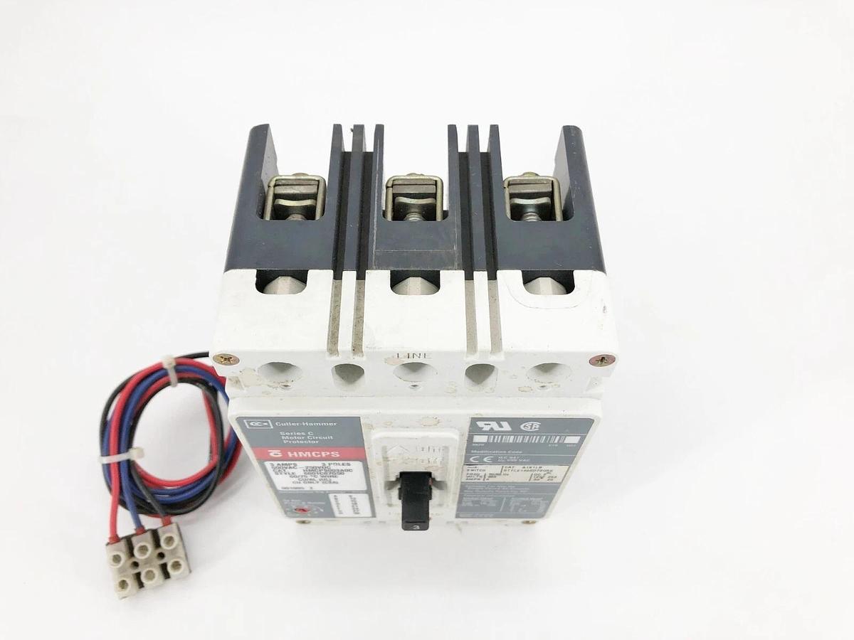 Used Cutler Hammer HMCPS003A0C Motor Circuit Breaker w/ A1X1LB 3P 3A 600VAC 250VDC