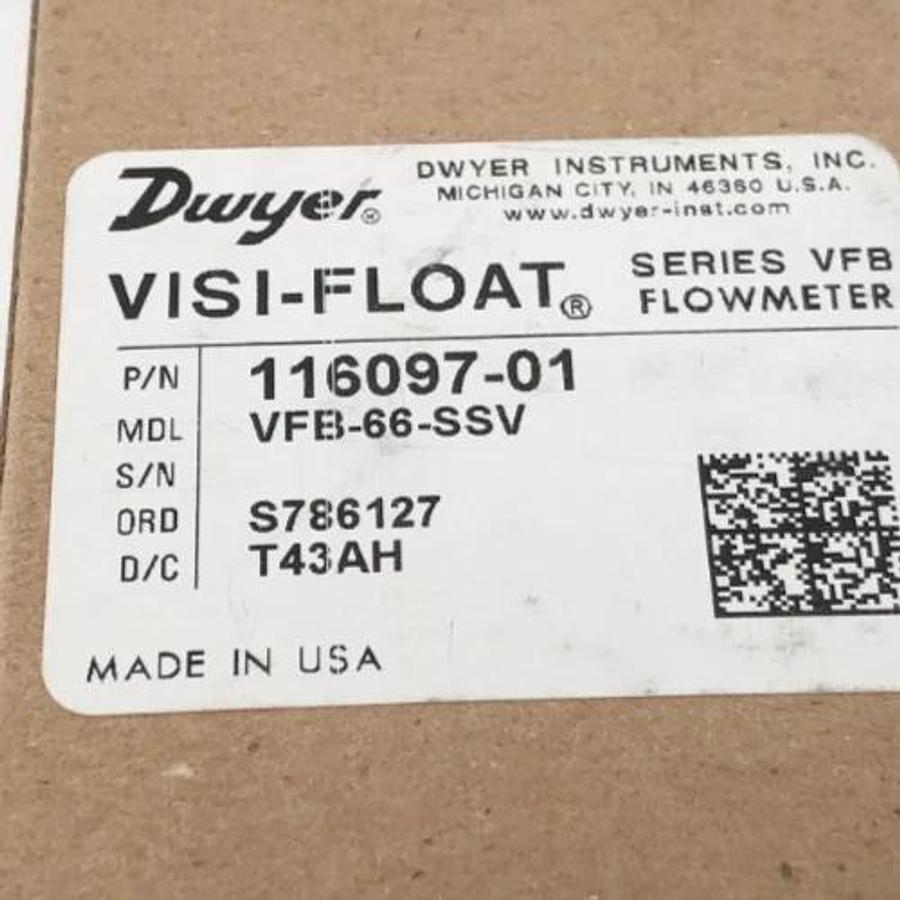 New Dwyer VFB-66-SSV Visi-Float Air Flowmeter 100psi 1/8" FNPT 116097-01