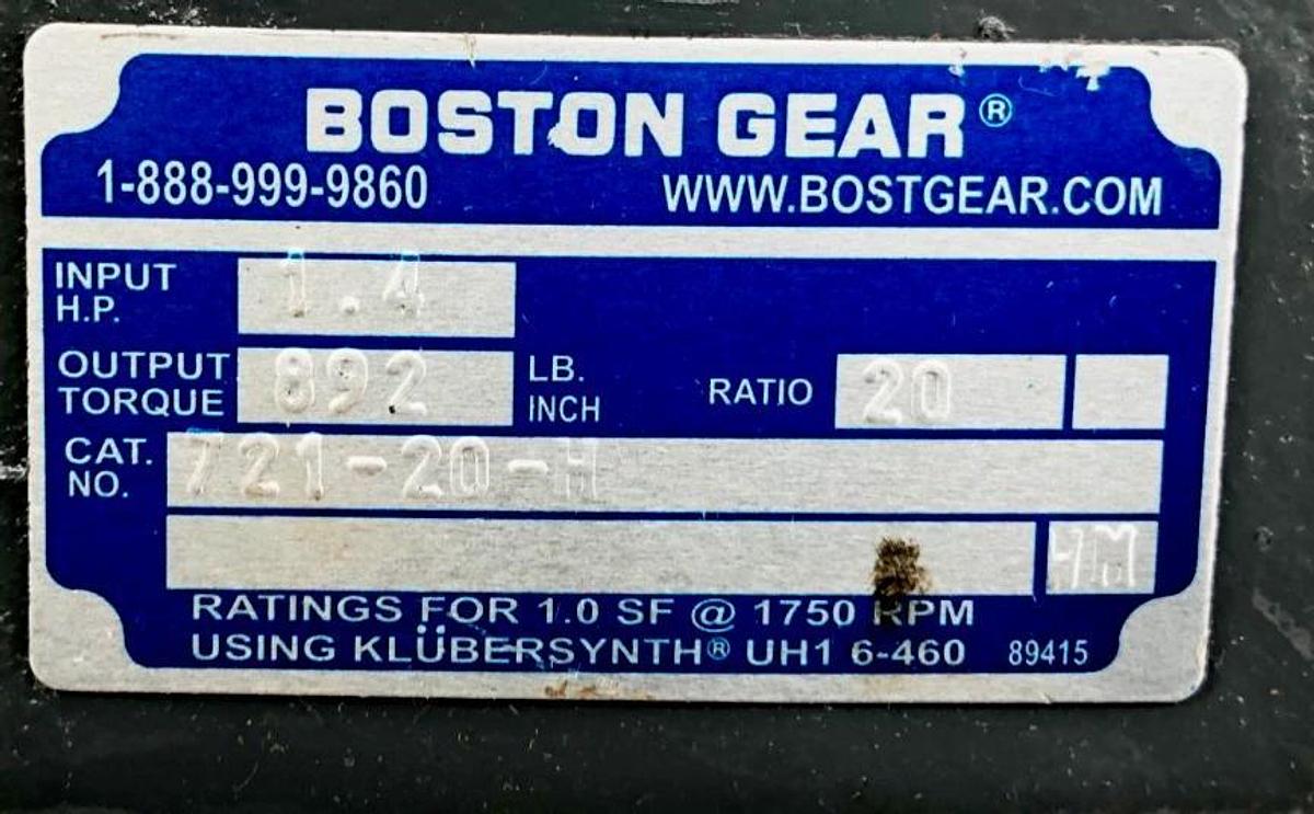 New Boston Gear 721-20-H Right Angle Worm Gear Speed Reducer 1.4HP 20:1 - No Box