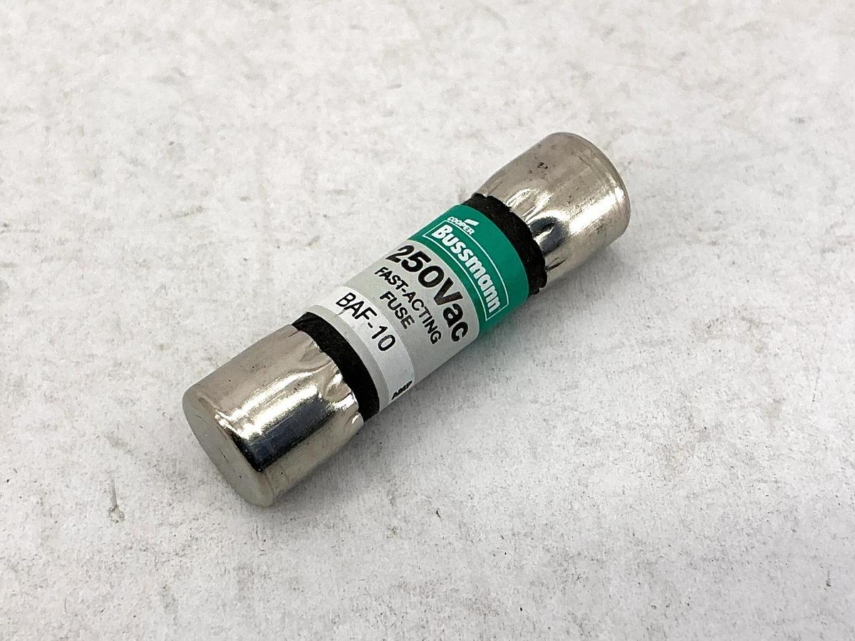 New Bussmann BAF-10 250Vac Fast-Acting Fuse 10A 250V Box of 10