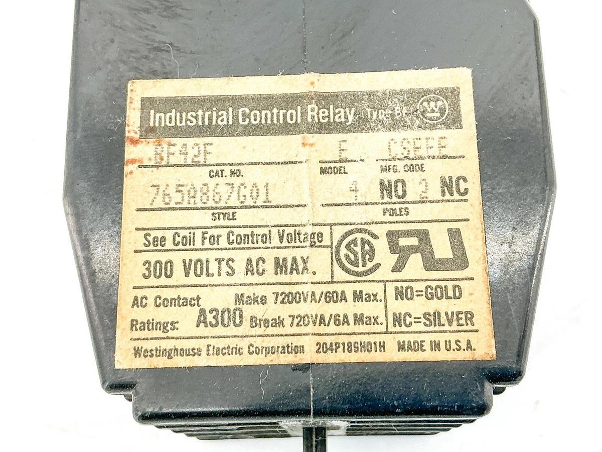 Used Westinghouse BF42F Control Relay 110/120v 50/60hZ CSHEE