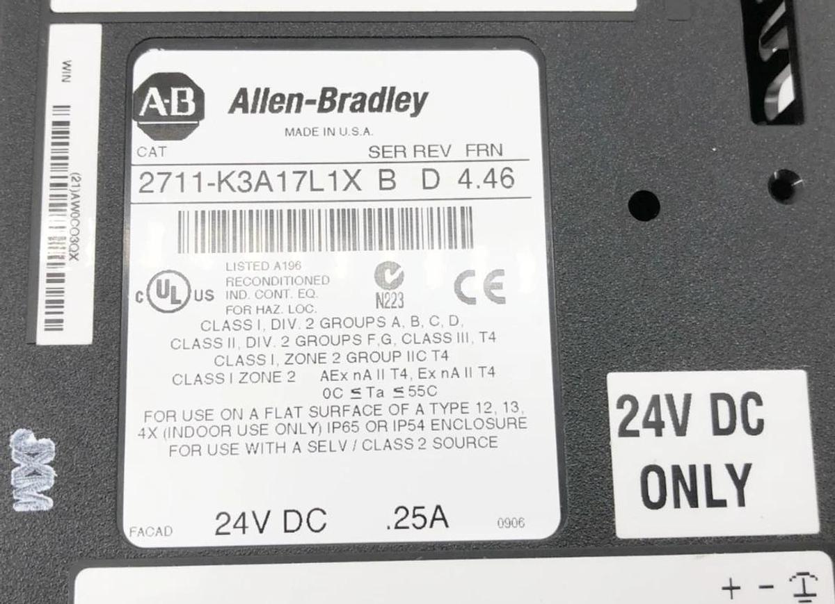 Refurbished Reconditioned Allen Bradley 2711-K3A17L1 Ser. B Operator Interface PanewView 300