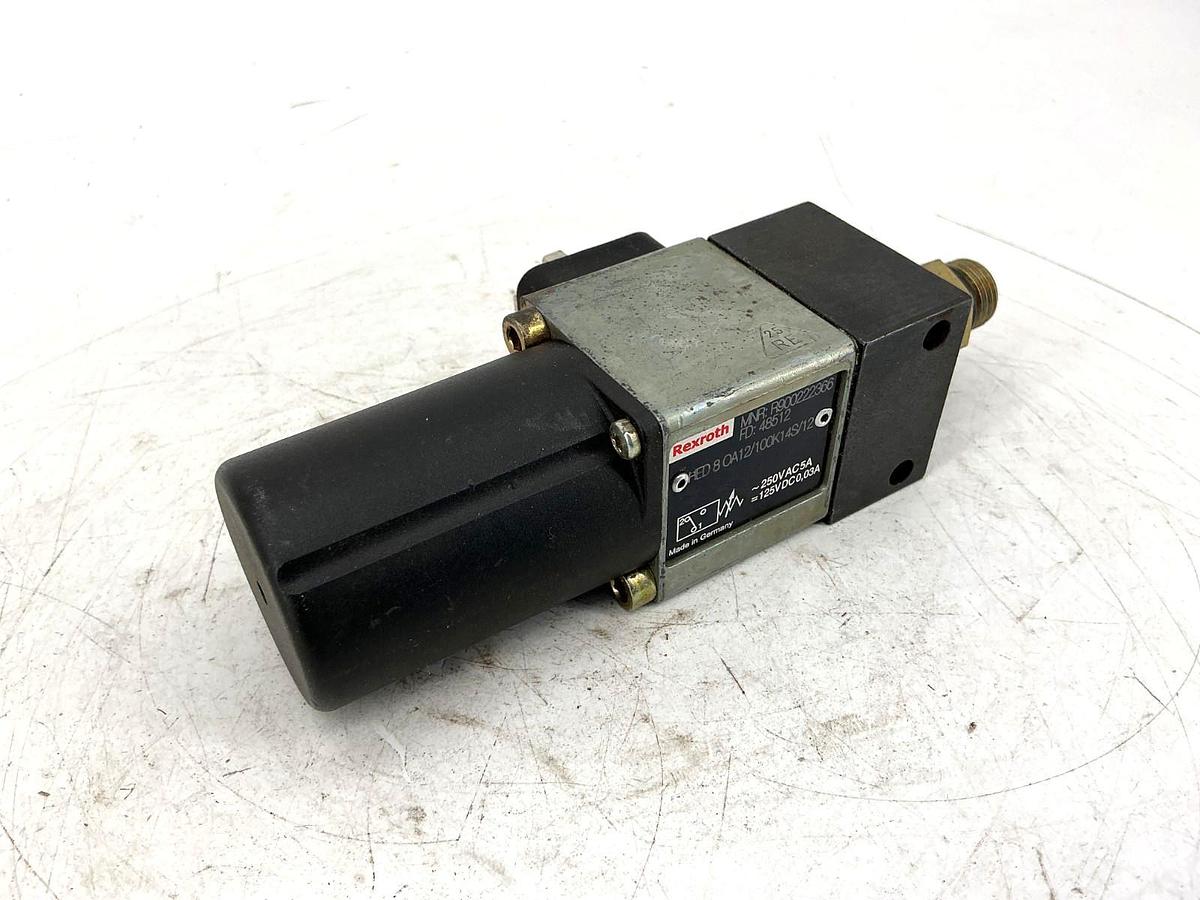Used Rexroth HED8OA12/100K14S/12 Pressure Switch Plug-In 4-Pin 5A 250VAC 0.03A 125VDC