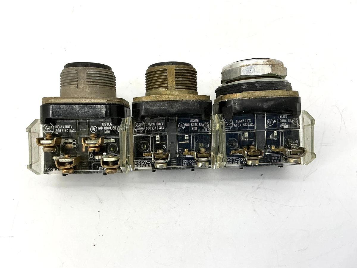 Used Assorted Lot of 3 Allen Bradley 800T-A Ser T 800T-A2 Ser N Pushbutton Black 800T