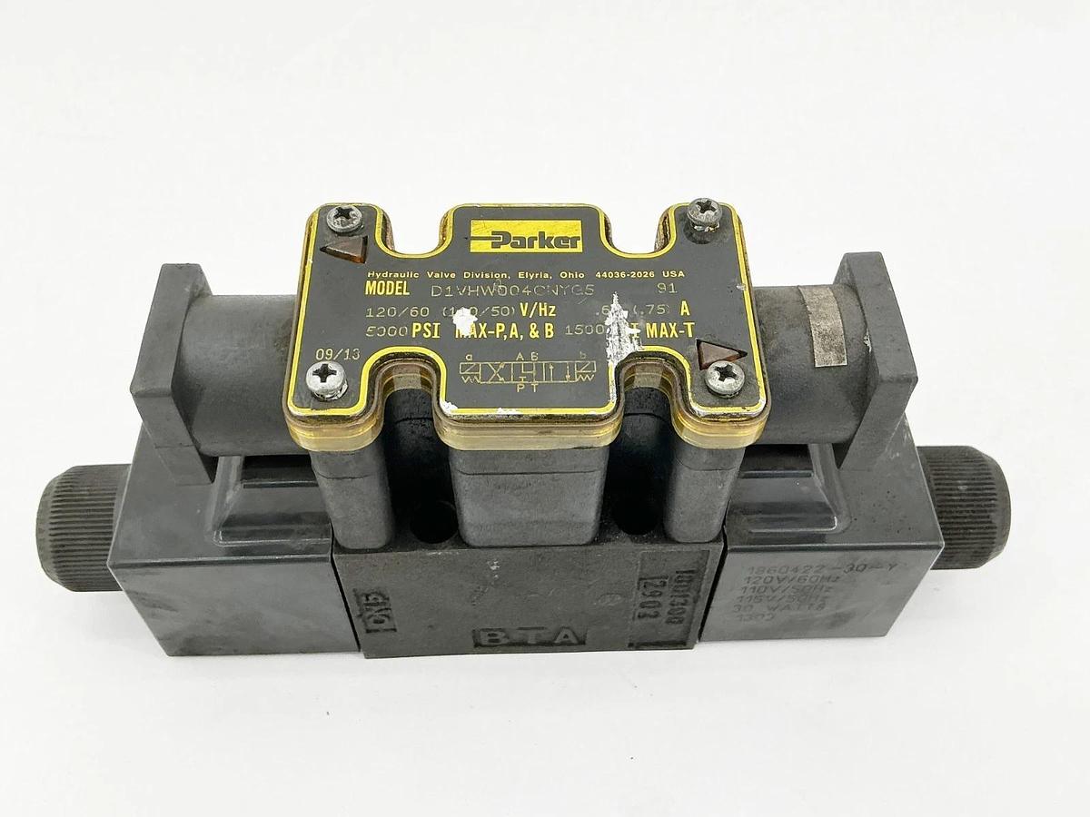 Used Parker D1VHW004CNYG5 Solenoid Valve 110/120V 50/60Hz 5000PSI 91